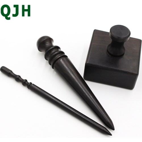Sandalwood/Rosewood Polished Smooth DIY Handmade Leather Craft Polish Grinding Rod&Block,Leather Edge vegetable tanned Tools