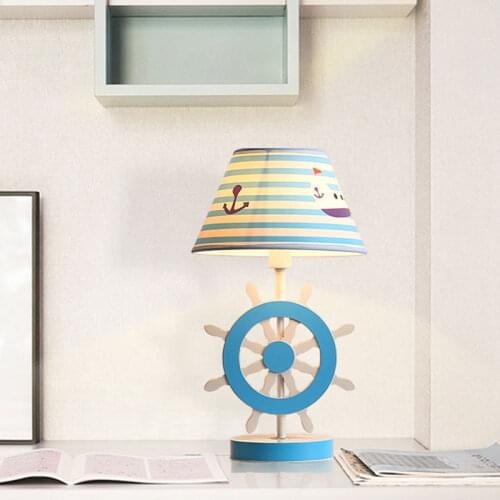 Mediterranean Blue Iron Table Lamps for Living Room Children Room Bedroom Bedside Desk Lamp Art Decor Modern LED Light Fixtures