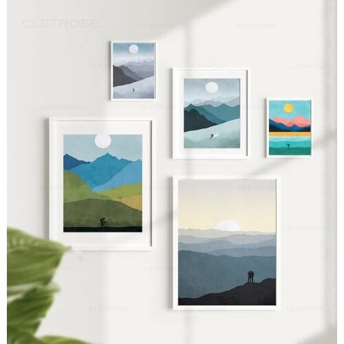 Vintage Winter Sports Landscape Poster Ski Snowboard Art Wall Pictures Cycling Surf Hiking Picture Canvas Painting Home Decor