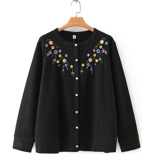 Plus Size XL-4XL Crochet Cardigans Floral Embroidery Spring Autumn Outerwear Jackets & Coats
