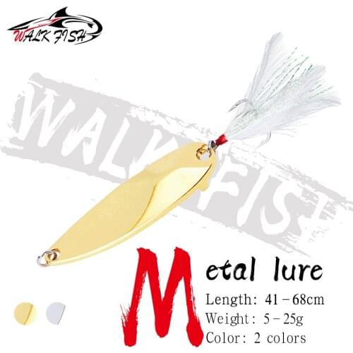 WALK FISH Metal Spinner Spoon Fishing Lures 5g 7.5g 10g 15g Gold Silver Artificial Bait With Feather Treble Hook Trout Pike Bass