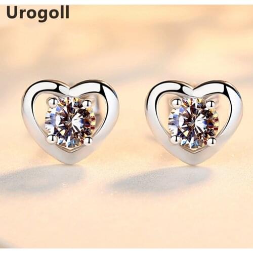 New Fine Jewelry Heart Stud Earrings For Women Fashion Party Jewelry 925 Sterling Silver Earrings Gifts