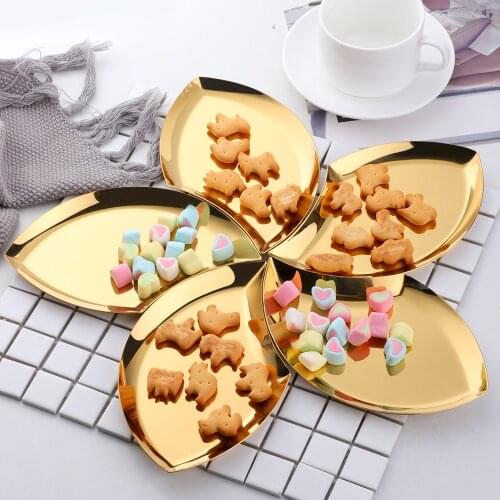 Metal table Dish Fruit Plates Snack Cake Serving Tray Stainless Steel Dishes 7inch Wedding Decoration Dessert Trays kitchen tool