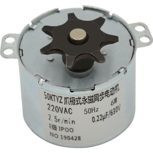1pc Durable 50KTYZ AC Motor 220V 2.5rpm Synchronous Motor 6W Permanent Magnet Motor