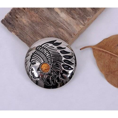 10X 30MM Western Tribal Turquoise Indian Head Sewing Leather Craft Shank Button Horse Saddles Decor