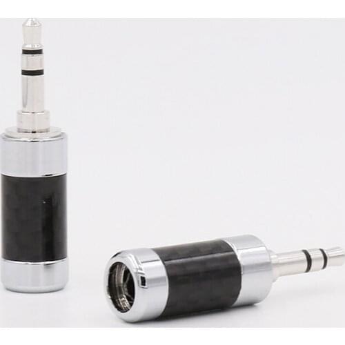 2pieces DIY Rhodium Plated Carbon Fiber 3.5mm Stereo Mini Jack Plug for earphone/headset