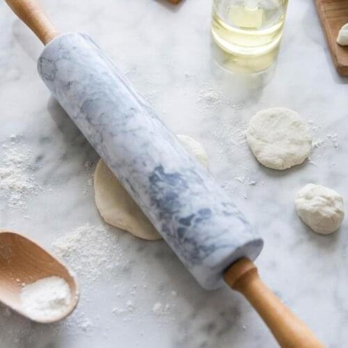 2018 Hot sale Rolling Pin with Marble Roller Solid Wood Base Home Kitchen Utensils Baking Tool