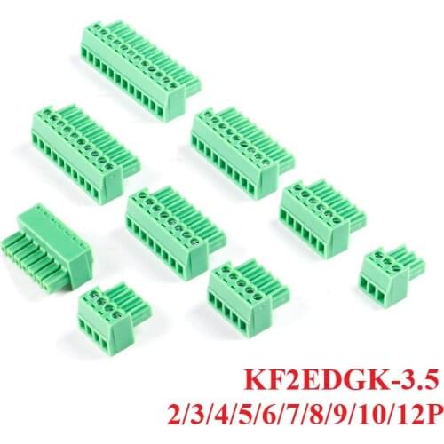5pcs Plug Terminal Connector 3.5mm Pitch Pluggable Terminal Block KF2EDGK-3.5mm 2/3/4/5/6/7/8/9/10/12P 300V 8A KF2EDGK