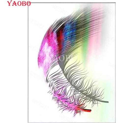 DIY 5D Diamond Painting Abstract Colorful Feather Diamond Embroidery Full Square Diamond Mosaic Cross Stitch Wall Art Nordic