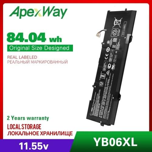 Apexway New Laptop Battery 11.55V YB06XL TPN-Q200 HSTNN-DB8H For HP For Spectre x360 15 2018 For Spectre x360 15-ch000