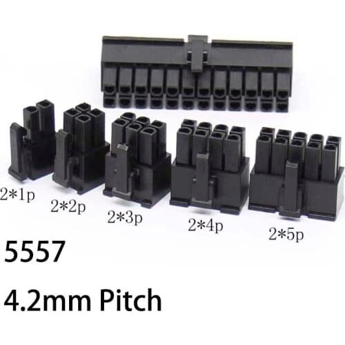 100Pcs 4.2 mm Black Automotive Wiring Harness 5557-R 5557 Connector Female 2 - 24 pin for PC/Computer Graphics Card PCI-E Power