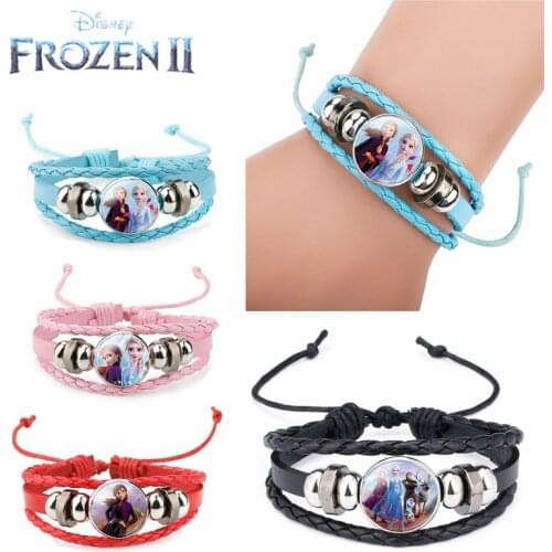 Disney Frozen 2 Bracelet Aisha Princess Accessories Childrens Cartoon Gemstone Hand-woven Leather Bracelet Birthday Gifts