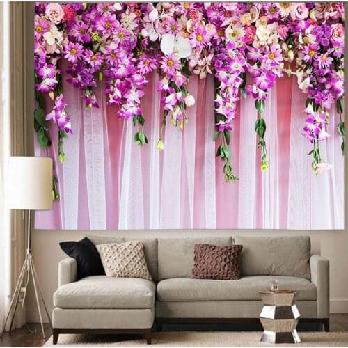 Colorful Floral Plants Tapestry Rose Flower Wedding Wall Art Wall Hanging Tapestries for Living Room Home Dorm Decor