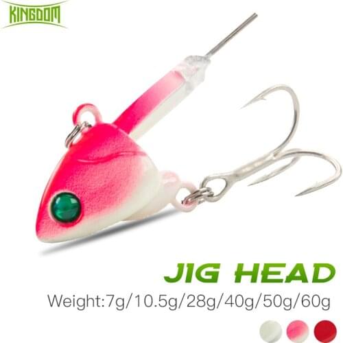 Kingdom Lead Jig Head 7g 10.5g 28g 40g 50g 60g Treble hook Soft Lure Jigging Worm Bait High Quality Fishing Tackle Accessories