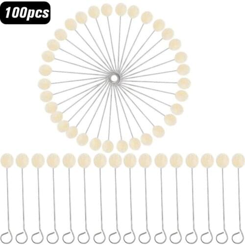 LMDZ 100 Pieces Wool Daubers, Practical Ball Brush Set, Leather Dye Tool with Metal Handle for Leather Making, Leather Dying