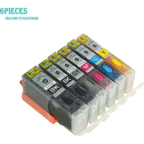 LuoCai PGI 770 CLI771 6pcs Refillable ink cartridge For Canon PIXma MG5770 MG6870 TS5070 TS6070 TS8070 PGI-770 Ink printers