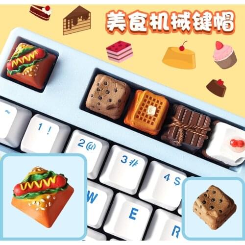 Cute Hot dog chocolate Keycap Personality Gourmet food Resin Keycap For Cherry Mx Switch Mechanical Keyboard Key Caps