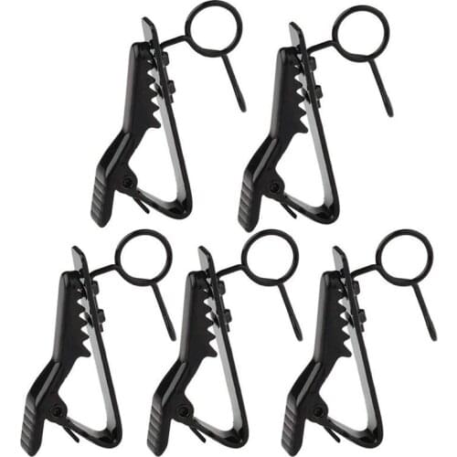FFYY-5 Pcs Ring Mini 7.5 mm Microphone Clip Holder Tie Clip Collar Clip Practical (Black)