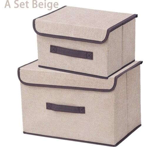 Sundries Organizer Set Cotton Linen Home Storage Boxes With Cap No Smell Polyester Fabric Clear Storage Baskets Toy Snacks