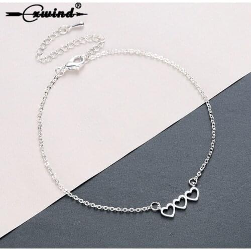Cxwind Charming Heart Bracelets&Bangles for Women Girls Gold Color Metal Triple Bracelets Statement Jewelry pulsera mujer