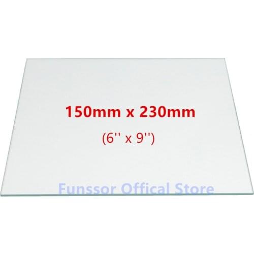 6'' x 9'' (150mm x 230mm) Flat Borosilicate Glass Plate / Bed for DIY Flashforge &Replicator 3D Printer