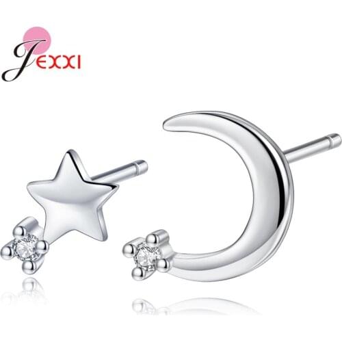 Lovely Design Genuine 925 Sterling Silver Stud Earrings Sparkling Korean Earrings For Women Wholesale Retail Drop Shipping