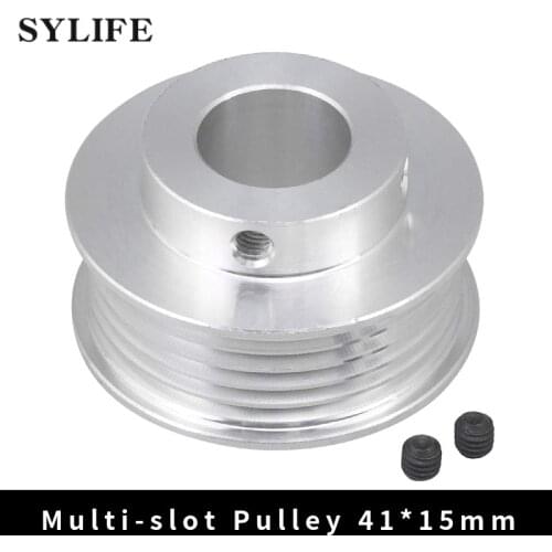 Multi-slot Belt Pulley 6061 Aluminum 58mm Dia 15mm Bore for Industrial