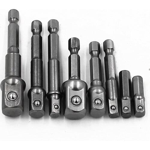 8pcs CRV Sleeve Connecting Head 1/2 Wind Batch Convert 3/8 1/4 Suite Six Angle Drill Nut Driver Extension Rod Metalworking