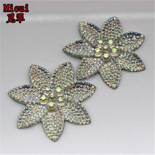 Micui 5pcs 57mm AB Clear Flowers Resin Rhinestone Flatback Rhinestones Gems Stone for crafts clothing dress decoration ZZ509