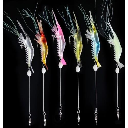 3pcs/lot 6g-90mm Luminous Shrimp Bait Squid Night Fishing Squid Jigs Lure Bass Soft Bait Carp Fish Tackle Equipment Accessories