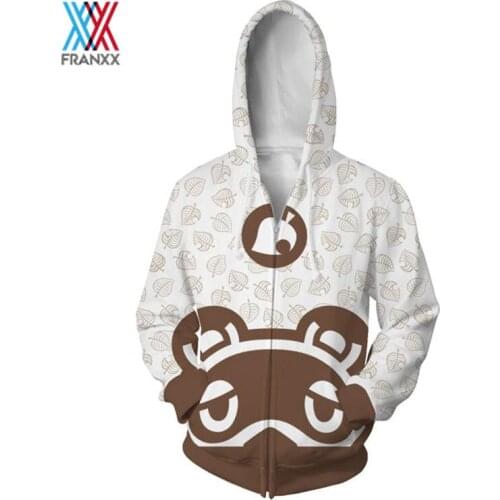 Game Animal Cross Hoodies Clothing 3D Printed Hooded Mens Zipper Sweatshirts Women Tom Nook Harajuku Tops Cosplay Costume
