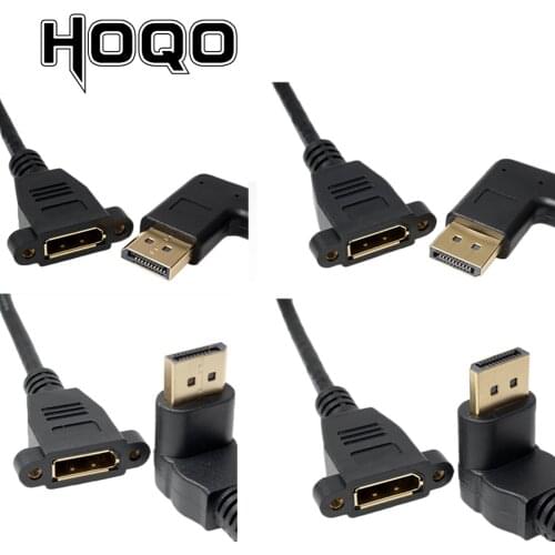 DisplayPort DP Male Up & Down & Left & Right 90 Degree Angle to Female Socket Panel Mount Extension Cable Display Port 30cm