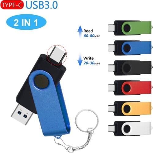 High speed smart pendrive 128GB 256GB memoria usb Real capacity flash drive 64GB 512GB Pen drive usb 3.0 with Type-C adapter