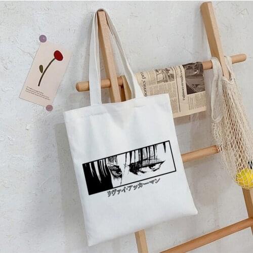 Japanese Anime Attack on Titan Fashion Canvas Bag Vintage Shoulder Strap Handbag Shopper Harajuku Large Capacity Goth Women Bags