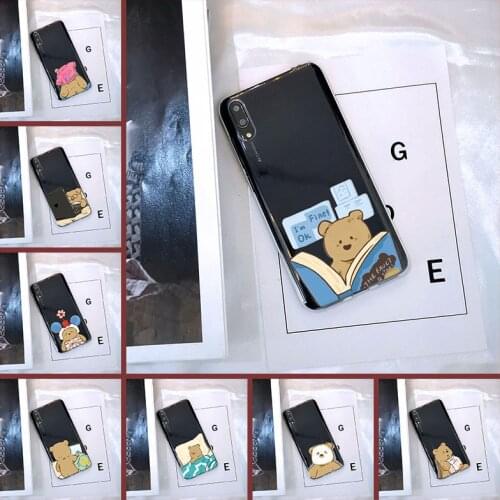 Back Cover For Huawei Y6 Y7 Y9 Prime Pro 2019 Soft Silicone Cute Bear Kawaii Cartoon Case For Huawei Y5 Y6 Y7 2019 Phone Case