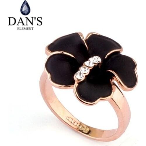 DANS ELEMENT New Sale Flower Rings for women Genuine Austria Crystal Fashion Ring Gift #RG94184