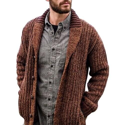 Otoño Invierno hombres suéter Cardigan 2020 nuevo para hombres de manga larga Chaqueta de punto con solapa botón suéter de punto