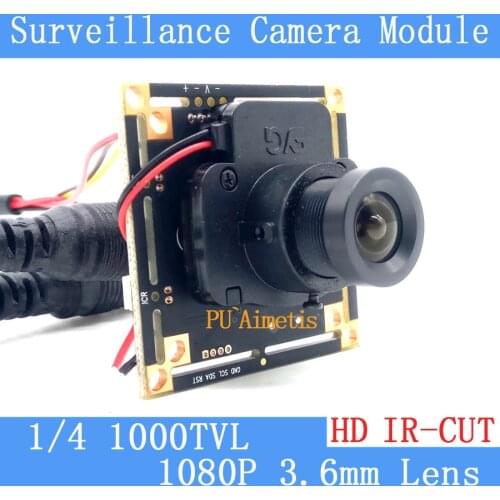 1/4 1000TVL CMOS Analog camera PCB Board Module with 1080P 3.6mm Lens IR CUT Filter