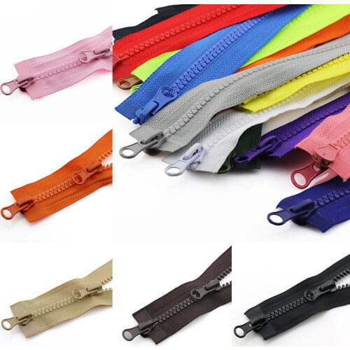 1Pc Resin Zipper No. 5 Down Jacket Double Zipper Long Clothes Accessories Sleeping Bag Garment Two-Way Double Open Zippers Head