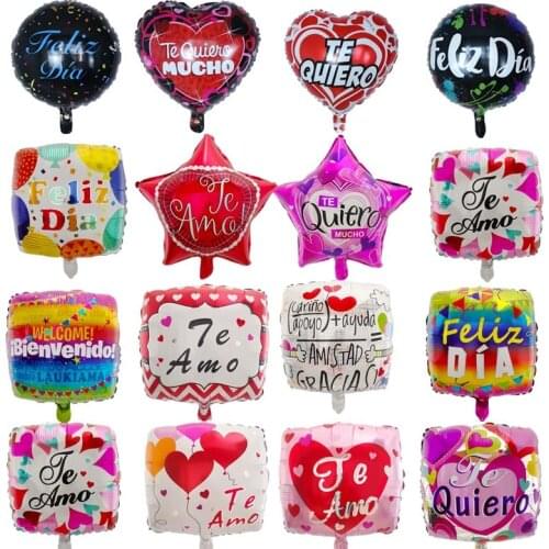 10Pcs 18inch Spanish TE AMO Foil Balloons Mothers Day Heart Helium Globos Wedding Decor Valentines Day Supplies Gift Baloes