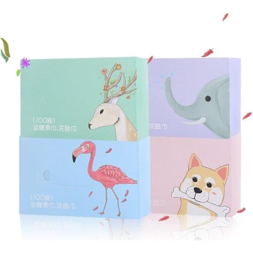 100 PCS Cotton Non-woven Boxed Cleansing Towel 100 Plain Cleansing Towel Disposable Makeup Washing Cotton