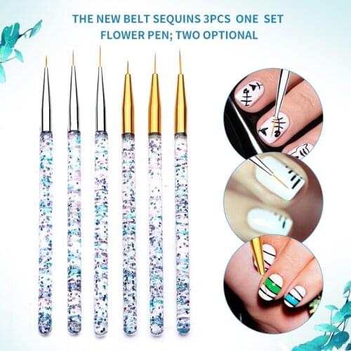 3Pcs/Set Nail Art Liner Painting Pen 3D Tips DIY Acrylic UV Gel Brushes Drawing Flower Line Grid New Design Manicure Tools