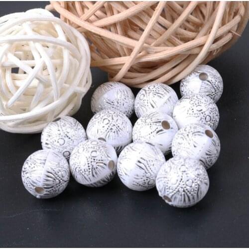 White Vintage Silver Stripe Round Acrylic Spacer Beads For Bracelet Necklace Jewelry Making DIY 12mm 50pcs/lot 2018 New