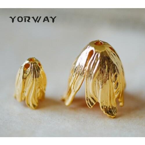 10pcs Large Flower Bead Caps 16/ 22mm, Real Gold Plated Brass Tulip Cap, Floral Tassel Caps, Lead Nickel Free (GB-057)