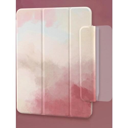 For Ipad Pro 12 9 11 Air 4 Case 2021 Magnetic Protective Cover with Pen Slot Smart Double-sided Clip Tri-fold Art Shell