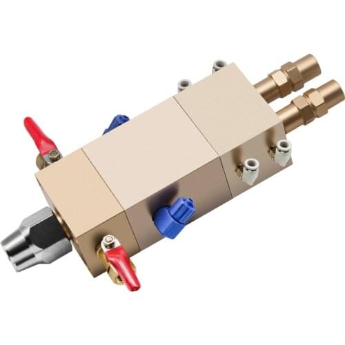 Double-liquid dispensing valve, double-action re-suction type to increase flow ab two-component glue mixing dispensing valve