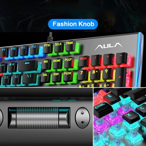 2020 NEW AULA F2099 104-key macro definition gaming laptop desktop multimedia rotary button mechanical gaming keyboard keyboard