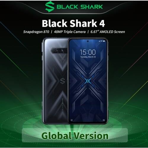 Global Version Black Shark 4 5G Gaming Phone 6.67 inch Snapdragon 870 Octa Core 48MP Triple Camera BlackShark 4 Mobile Phone