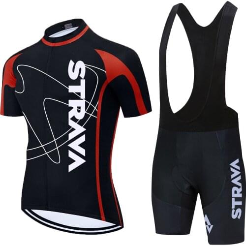 2021 STRAVA Team Summer Cycling Jersey Set MENS Bicycle Clothing Breathable Men Short Sleeve shirt Bike bib shorts 20D