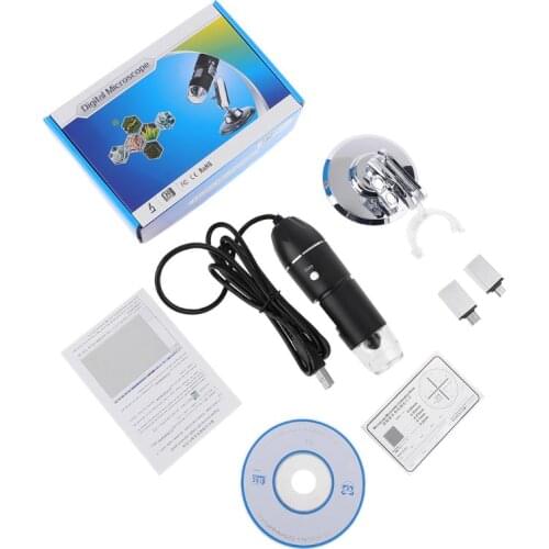 3-in-1 1600X USB Microscope OSX Windows PC Type-C Micro-USB Cell Phone Magnifier 875F